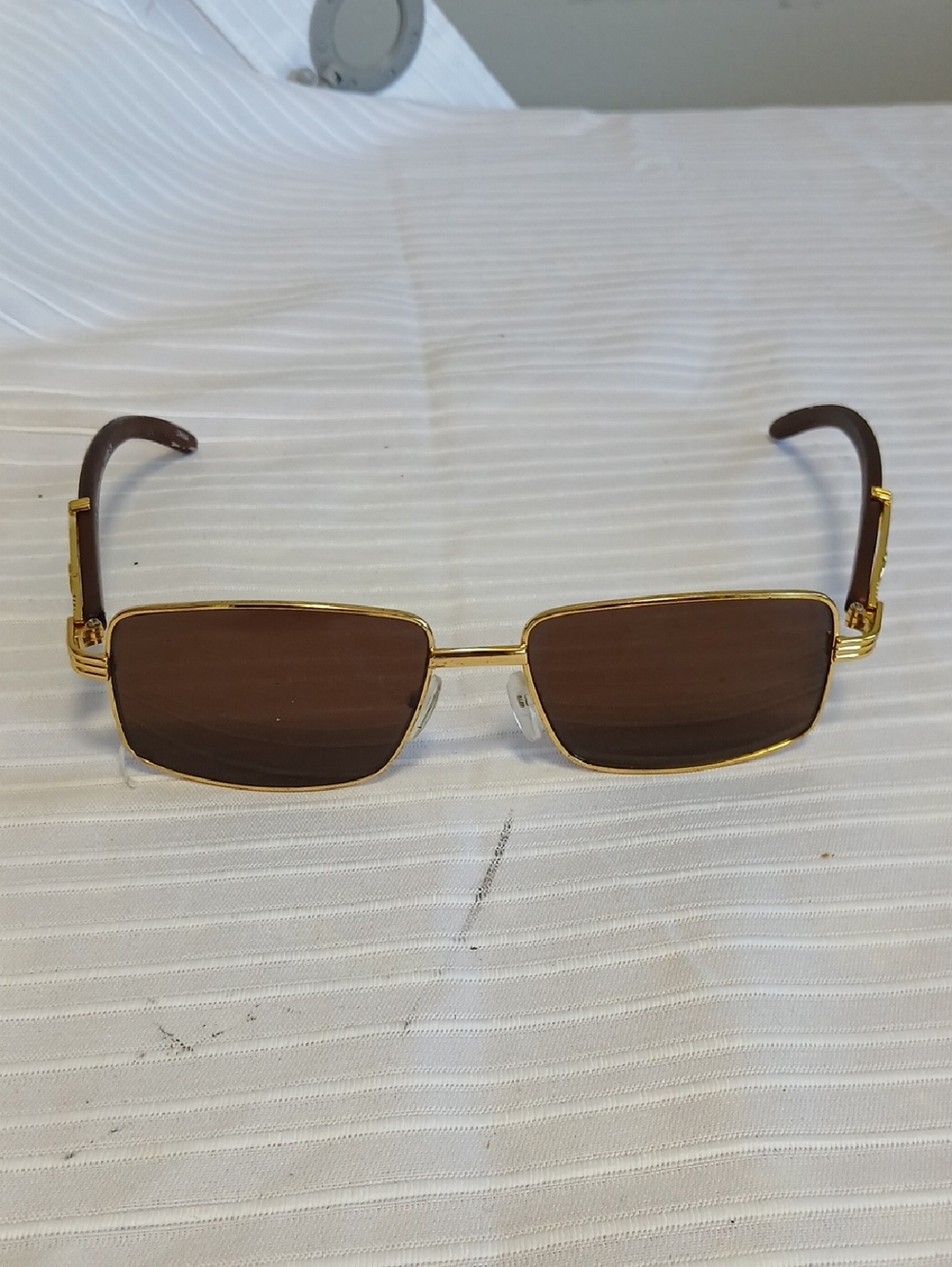 Cartier Brown Temple Sunglass Arm with Gold Hinges